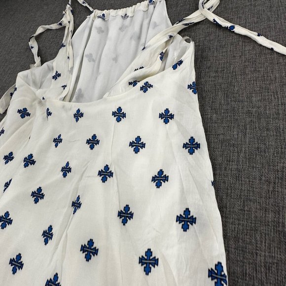 Lulu's‎ Mini Dress Relaxed Fit Blue & Ivory Sleeveless Small Lined Lightweight - Picture 13 of 15